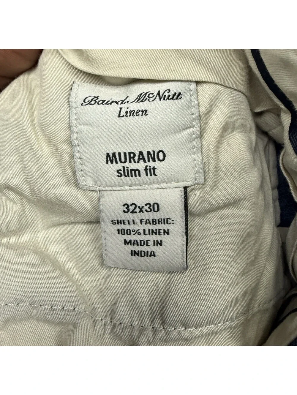 Murano Baird McNutt 100% Irish Linen Pants Men's 32x30 Blue Button Slim Casual